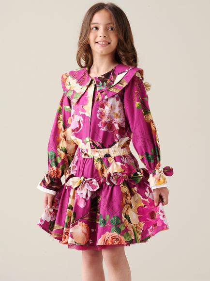 Angel & Rocket Kids' Floral Print Bow Skirt, Pink, Pink