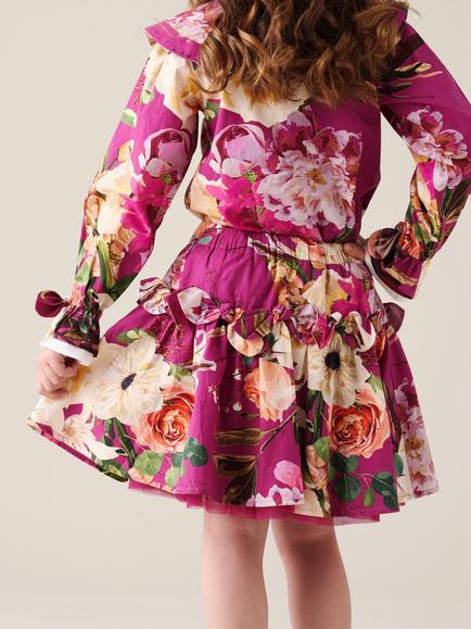 Angel & Rocket Kids' Floral Print Bow Skirt, Pink - view 2, Pink