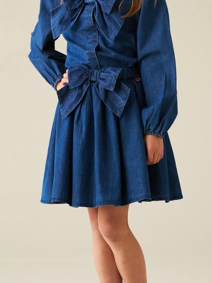 Angel & Rocket Kids' Annie Denim Bow Skirt, Blue, Blue