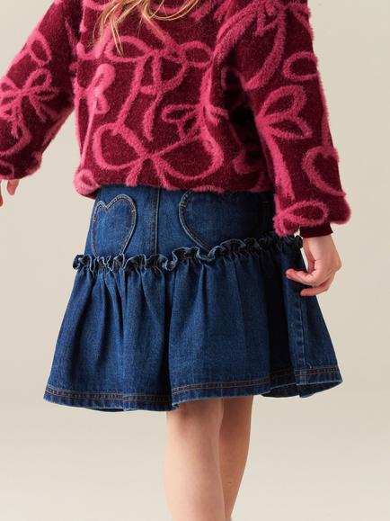 Angel & Rocket Kids' Neomie Denim Scalloped Skirt, Blue - view 2, Blue