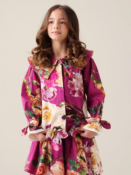 Angel & Rocket Kids' Darcey Bow Floral Print Top, Pink, Pink