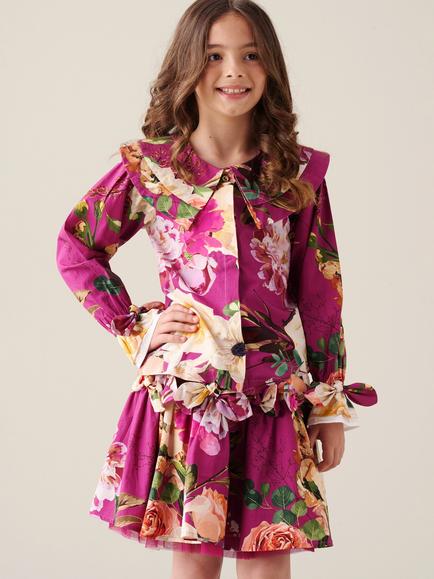 Angel & Rocket Kids' Darcey Bow Floral Print Top, Pink - view 2, Pink