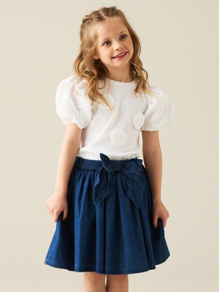 Angel & Rocket Kids' Rib Puff Sleeve T-Shirt, White, White