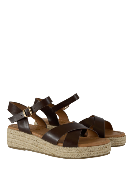 V.GAN Vegan Pekoe Espadrille Wedge Sandals - view 2, Brown