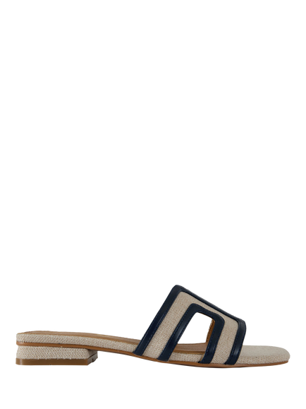 V.GAN Vegan Bok 2 Weave Slider Sandals, Natural/Navy, Natural/Navy