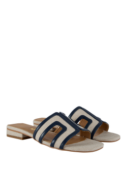 V.GAN Vegan Bok 2 Weave Slider Sandals, Natural/Navy - view 2, Natural/Navy