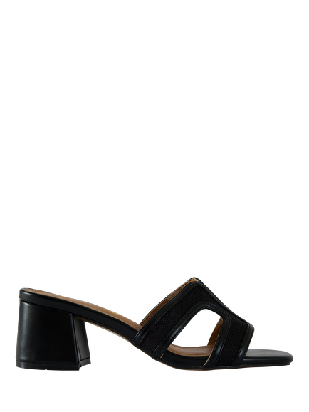V.GAN Vegan Bok Block Heel Weave Slider Sandals, Natural/Tan, Black