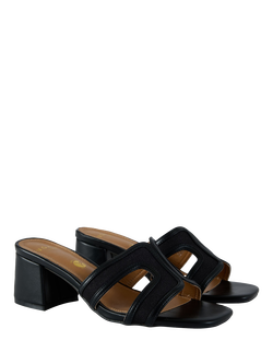 V.GAN Vegan Bok Block Heel Weave Slider Sandals, Natural/Tan - view 2, Black