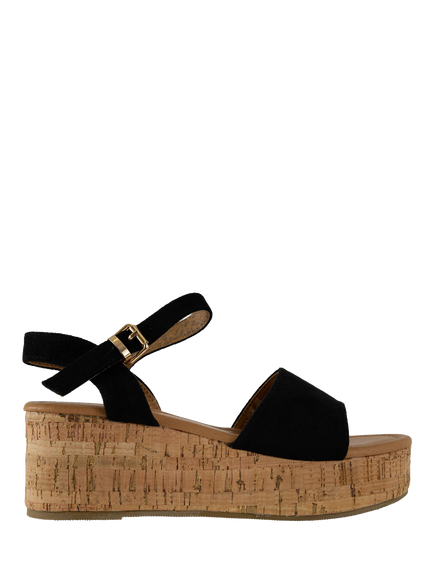 V.GAN Vegan Gotu Cork Wedge Sandals, Black