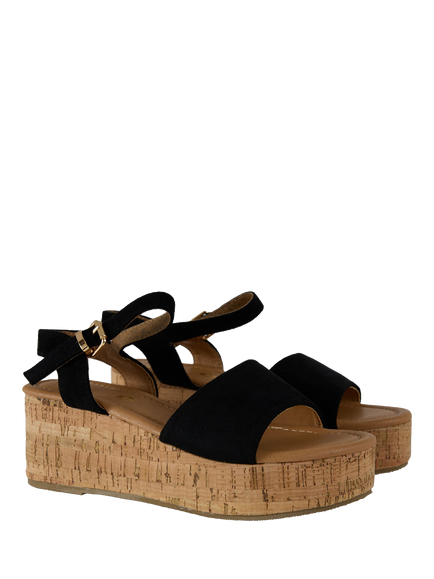 V.GAN Vegan Gotu Cork Wedge Sandals - view 2, Black