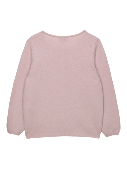 Trotters Kids' Wool Blend Velvet Bow Cardigan, Pink - view 2, Pink
