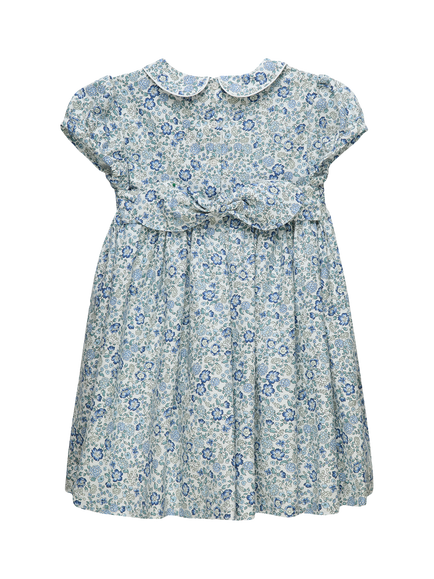 Trotters Kids' Arabella Floral Smocked Dress, Blue - view 2, Blue