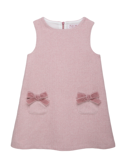 Trotters Kids' Georgina Sleeveless Pocket Bow Dress, Pale Pink, Pale Pink