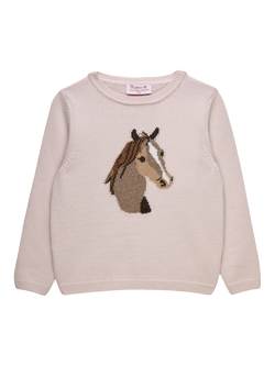 Trotters Kids' Freya Horse Jumper, Pale Pink, Pale Pink