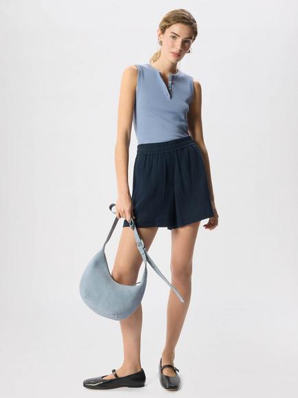 Whistles Henley Button Front Vest Top, Pale Blue - view 2, Pale Blue