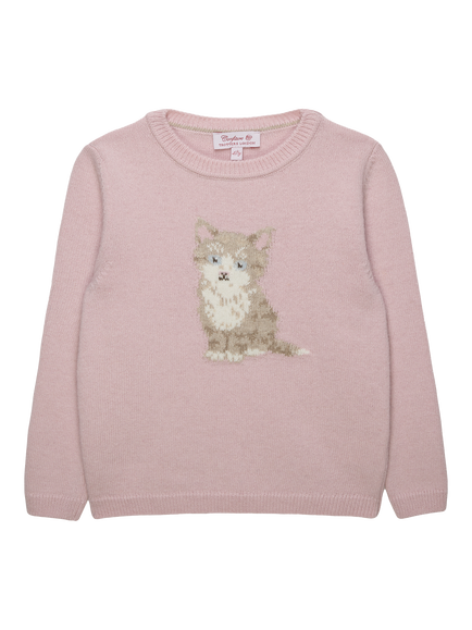 Trotters Kids' Kitty Jumper, Pink, Pink