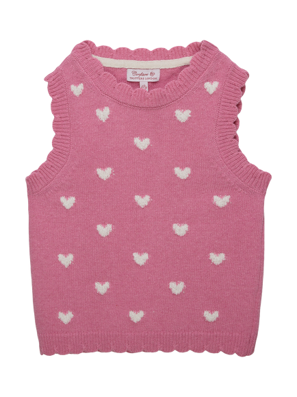 Trotters Kids' Knit Heart Tank Top, Bright Pink, Bright Pink