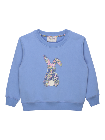 Trotters Kids' Tatum Bunny Sweatshirt, Blue/Multi, Blue/Multi