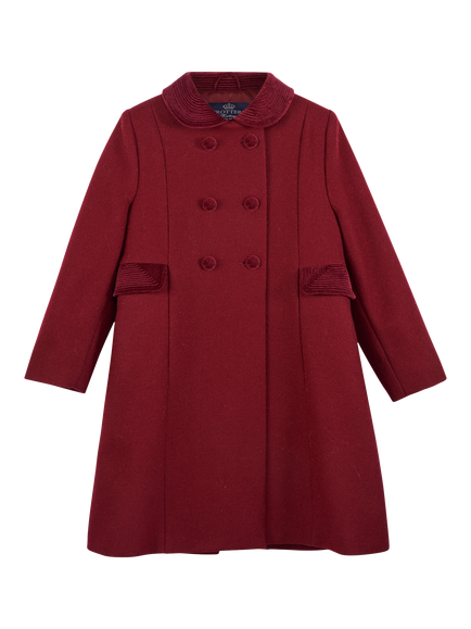 Trotters Kids' Pure Wool Classic Coat, Burgundy, Burgundy