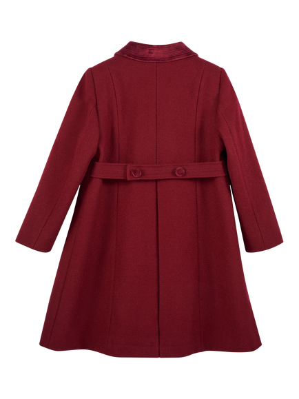 Trotters Kids' Pure Wool Classic Coat, Burgundy - view 2, Burgundy