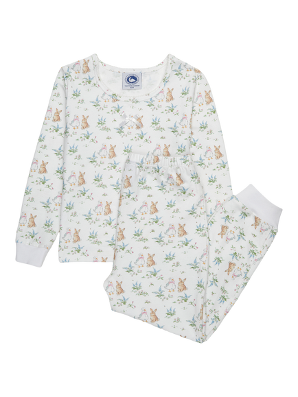 Trotters Kids' Cotton Blend Duck and Bunny Pyjama Set, White/Multi, White/Multi