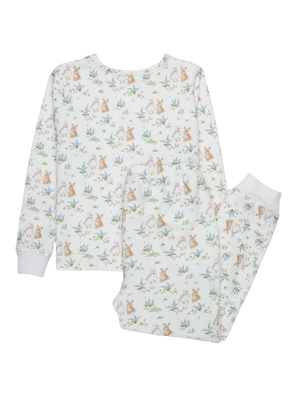 Trotters Kids' Cotton Blend Duck and Bunny Pyjama Set, White/Multi - view 2, White/Multi