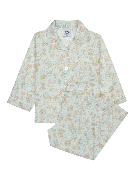 Trotters Kids' Liberty Tana Lawn Pyjama Set, Green, Green