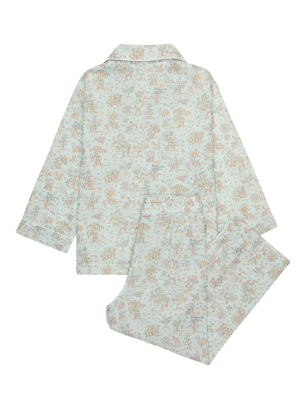 Trotters Kids' Liberty Tana Lawn Pyjama Set, Green - view 2, Green
