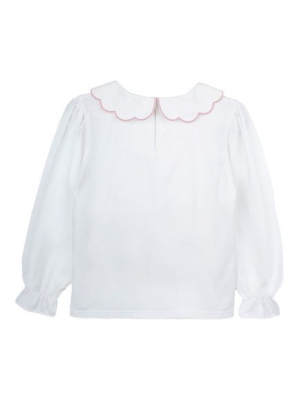 Trotters Kids' Ava Jersey Blouse, White/Pink - view 2, White/Pink