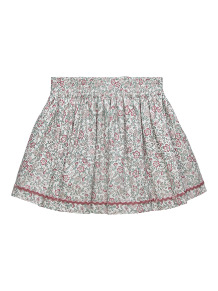 Trotters Kids' Arabella Floral Ric Rac Skirt, Pink, Pink