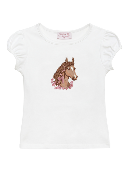 Trotters Kids' Freya Short Sleeve Jersey Top, White/Multi, White/Multi