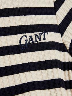 GANT Kids' Short Sleeve Striped T-Shirt Dress, Evening Blue - view 2, Evening Blue