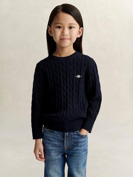 GANT Kids' Cable Knit Jumper, Evening Blue, Evening Blue