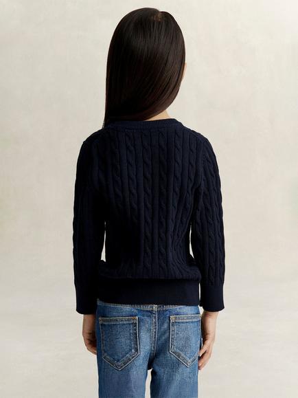 GANT Kids' Cable Knit Jumper, Evening Blue - view 2, Evening Blue