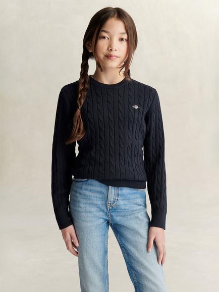 GANT Kids' Cable Knit Jumper, Evening Blue, Evening Blue