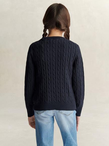 GANT Kids' Cable Knit Jumper, Evening Blue - view 2, Evening Blue