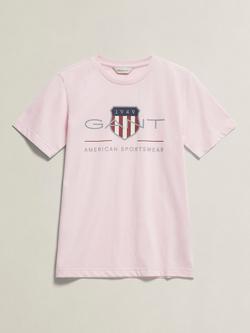 GANT Kids' Archive Shield Short Sleeve T-Shirt, Light Pink, Light Pink