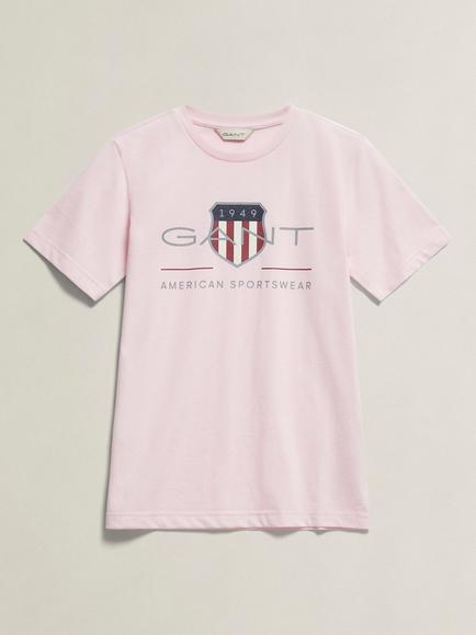 GANT Kids' Archive Shield Short Sleeve T-Shirt, Light Pink, Light Pink