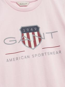 GANT Kids' Archive Shield Short Sleeve T-Shirt, Light Pink - view 2, Light Pink