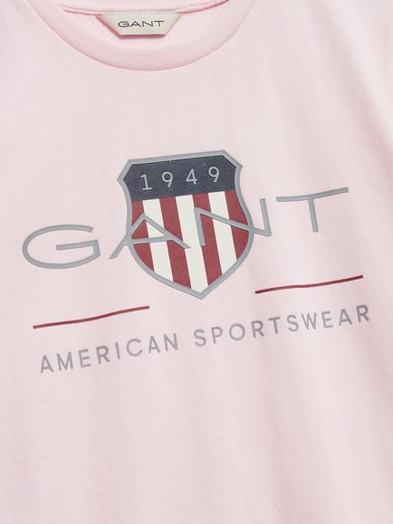 GANT Kids' Archive Shield Short Sleeve T-Shirt, Light Pink - view 2, Light Pink