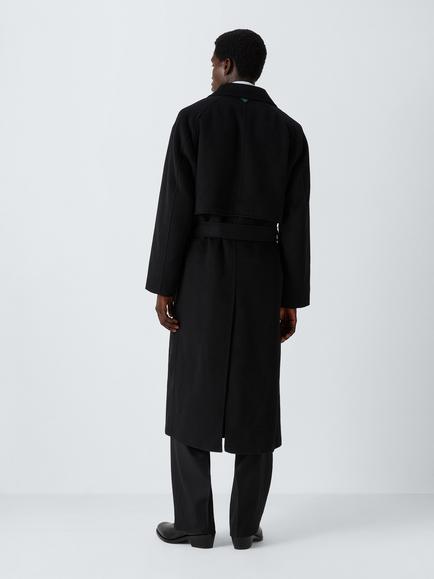 John Lewis x clothsurgeon Wool Blend Double Faced Belted Coat, Black - view 2, Black