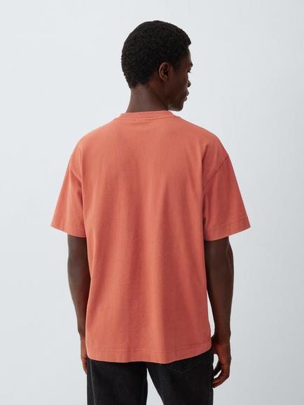 Kin Pure Cotton Garment Dyed T-Shirt, Red Clay - view 2, Red Clay