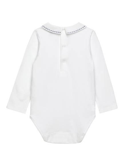 Trotters Baby Monty Car Plane Embroidered Bodysuit, White - view 2, White