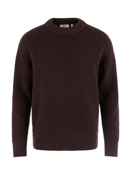 Fjällräven Ovik Waffle Wool Knit Jumper, Black Oak, Black Oak