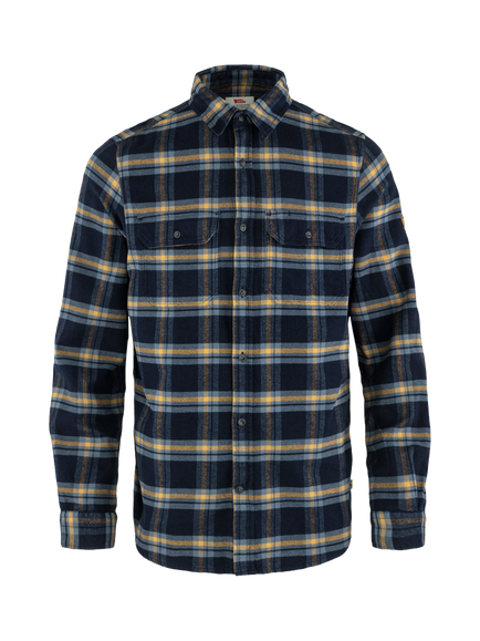 Fjällräven Ovik Check Flannel Shirt, Navy/Brown, Navy/Brown