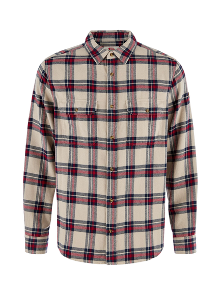 Fjällräven Ovik Check Flannel Shirt, Fossil/Deep Red, Fossil/Deep Red