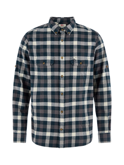 Fjällräven Shog Button Down Check Cotton Shirt, Navy/Chalk White, Navy/Chalk White