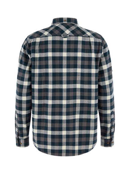 Fjällräven Shog Button Down Check Cotton Shirt, Navy/Chalk White - view 2, Navy/Chalk White