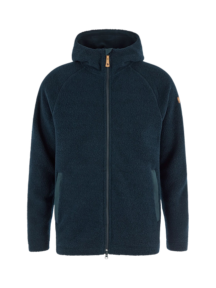 Fjällräven Kaitum Fleece Hooded Zip Front Top, Dark Navy, Dark Navy