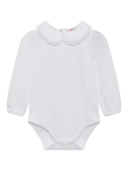 Trotters Baby Evelyn Long Sleeved Bodysuit, White, White